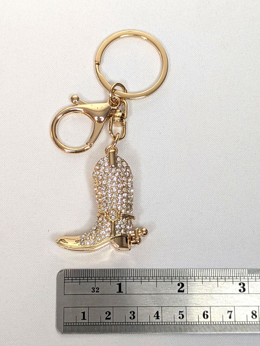 Off Park Cowboy Boot Keychain or Bag Charm - Gold Tone, Crystals, NEW